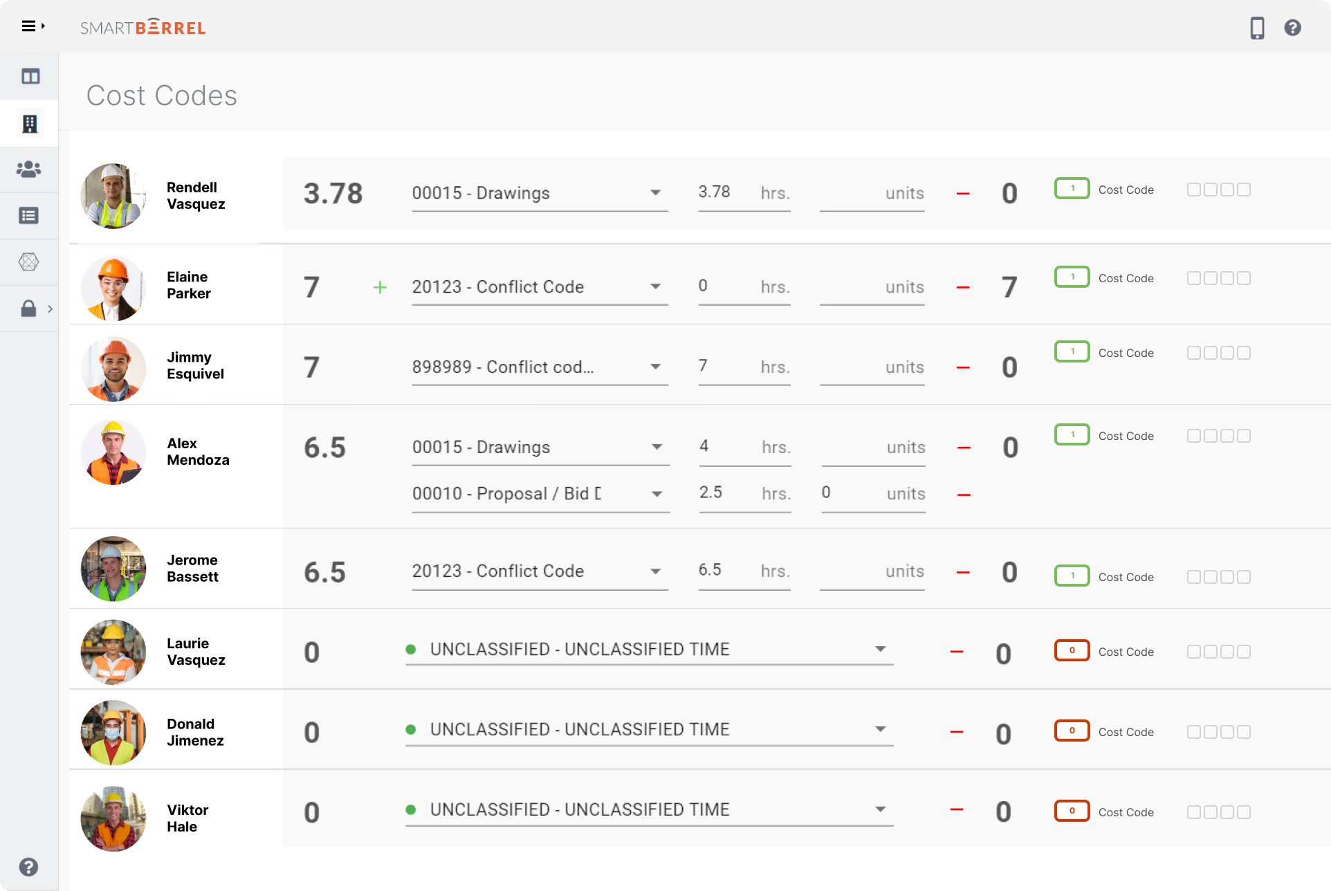 cost code tracking for construction