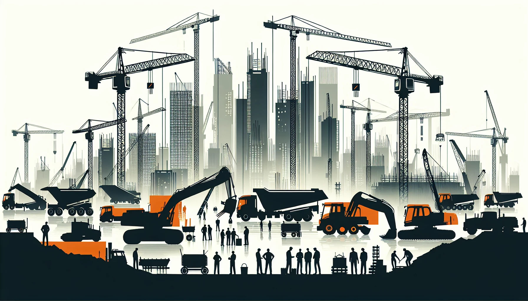 Change management in construction projects with cranes and vehicles