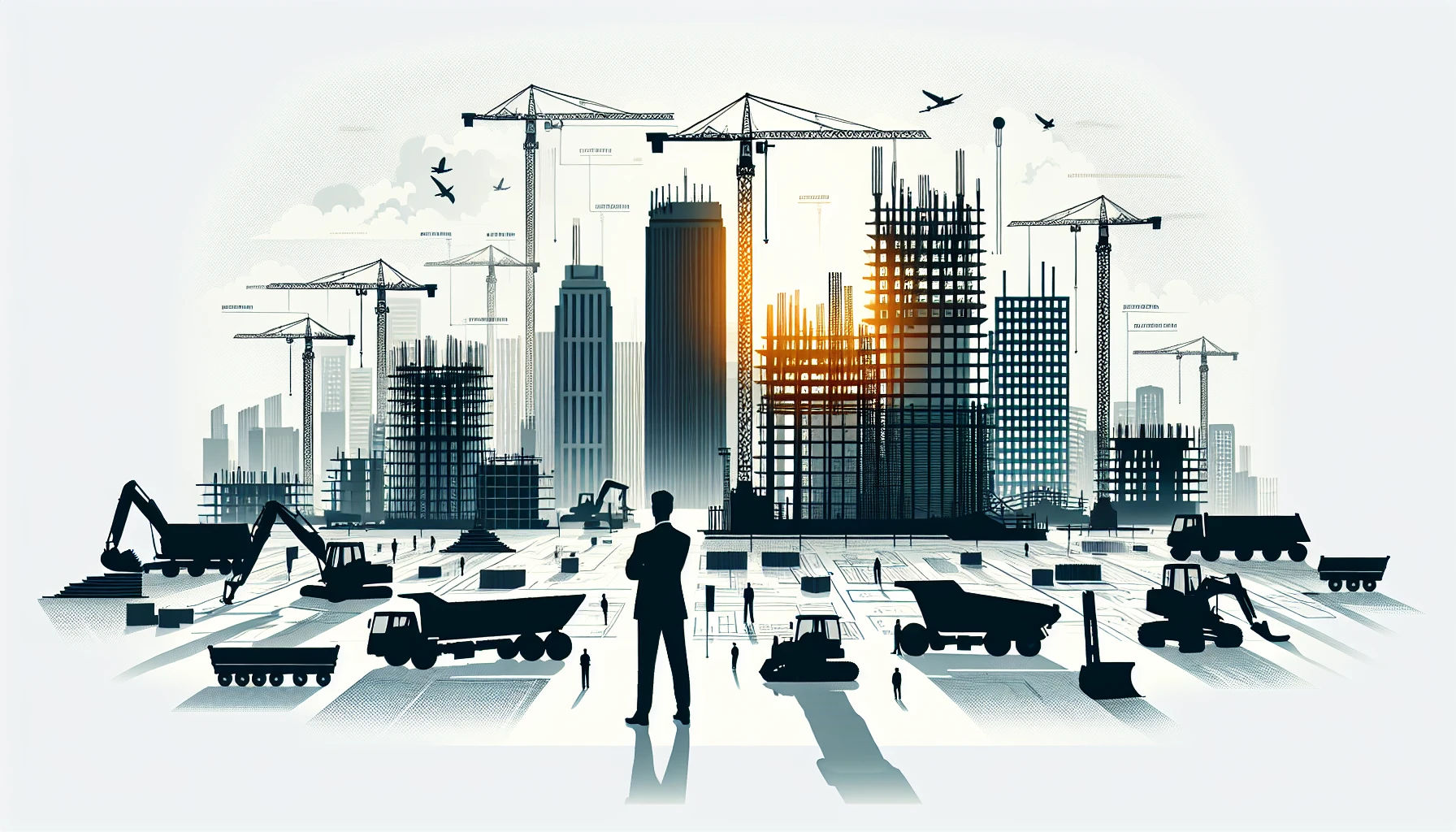 Commercial management in construction site illustration