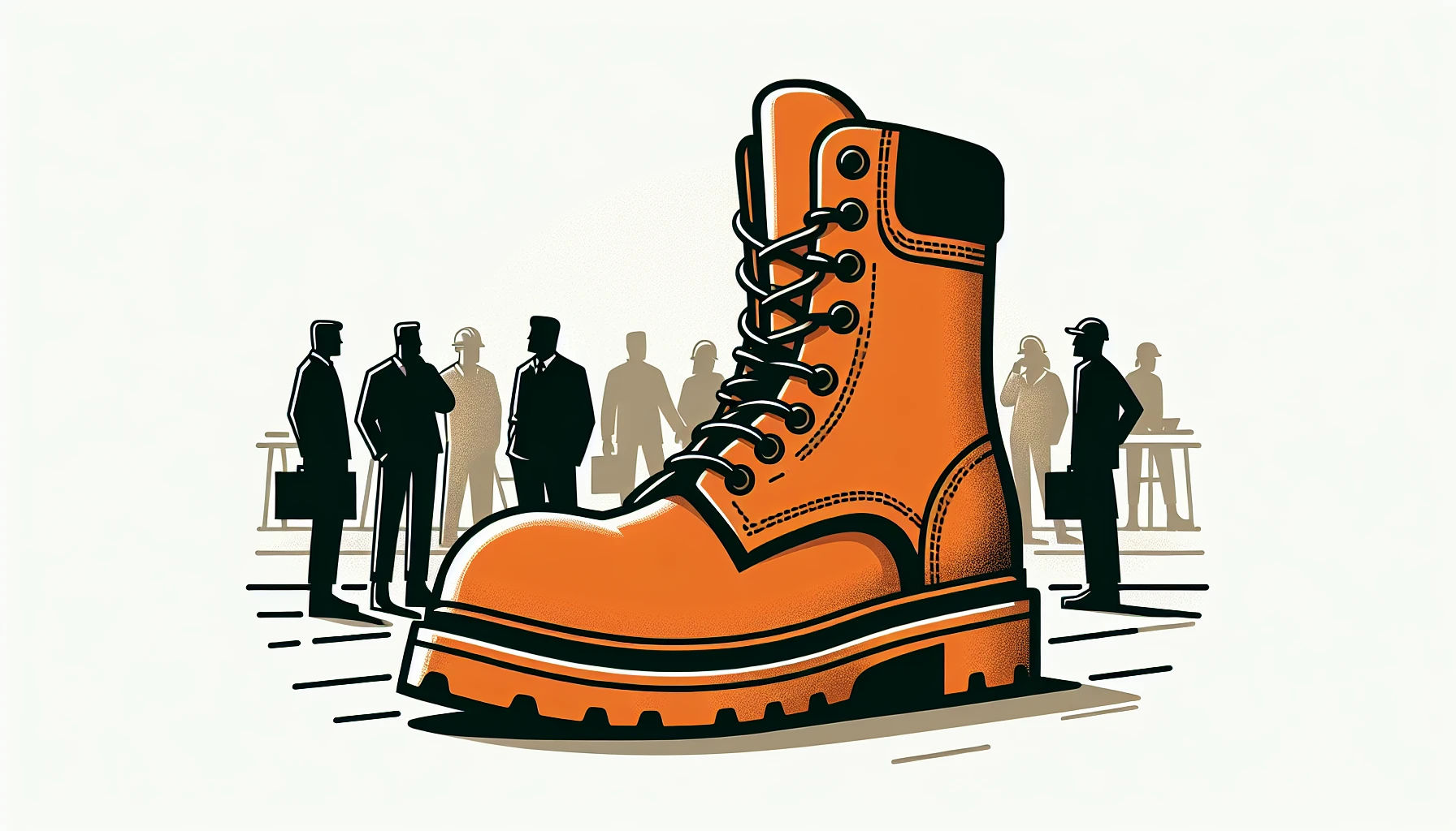Construction site management system represented by a work boot on a platform