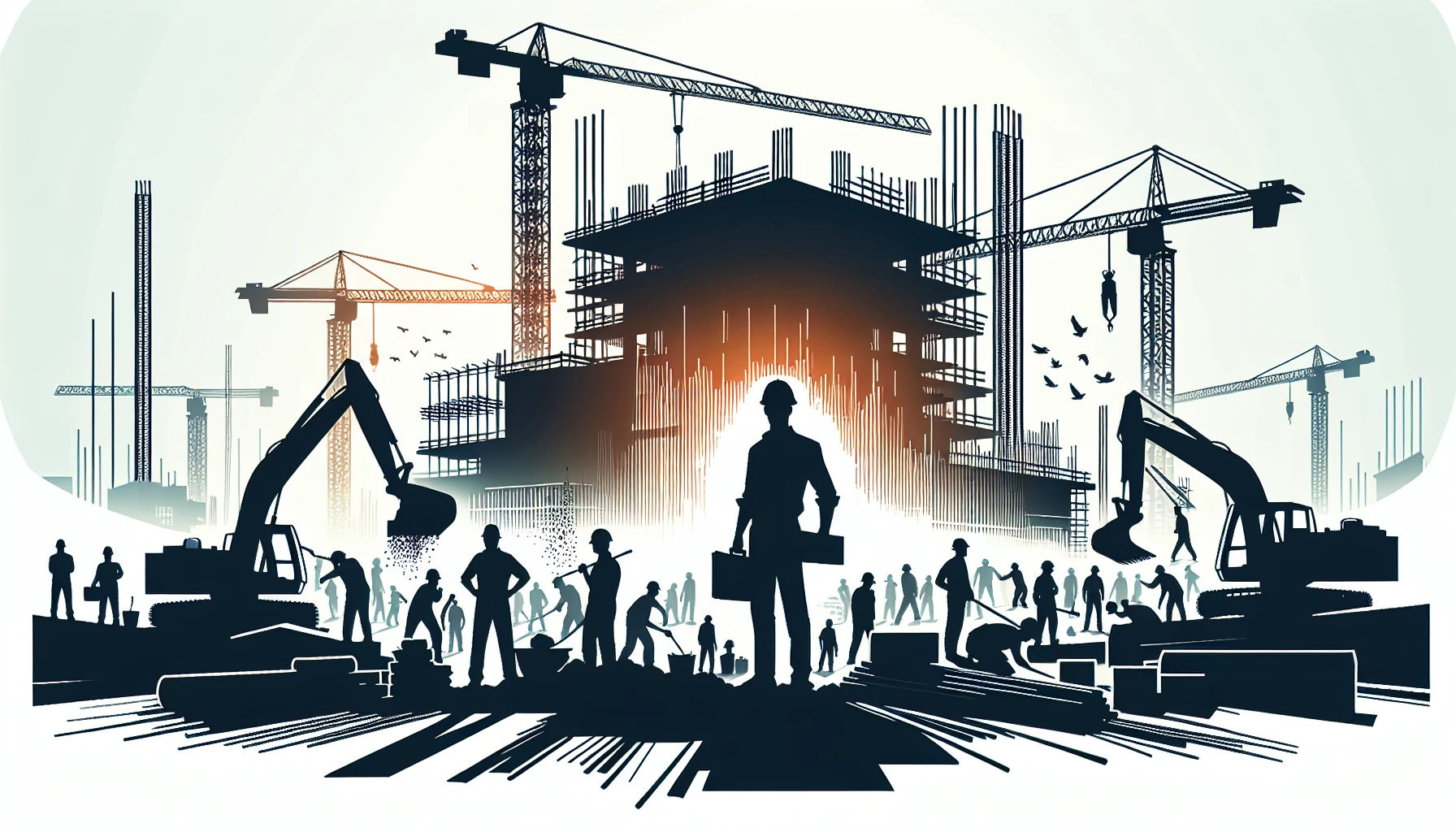 Project management in construction industry scene with manager and workers