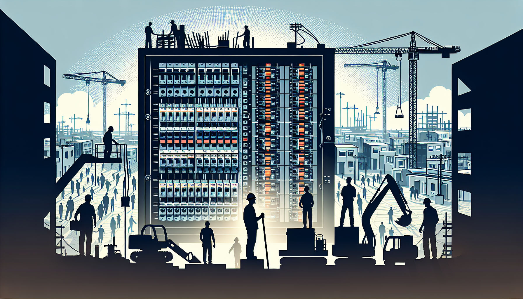 Illustration of a construction site focusing on circuit breaker sizing guide