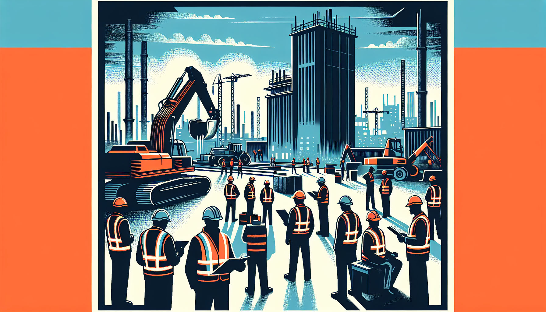 Illustration of workers following sample construction site safety rules