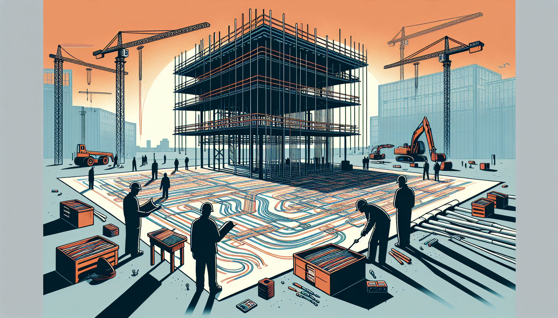 Illustration of a construction site for wire gauge selection guide