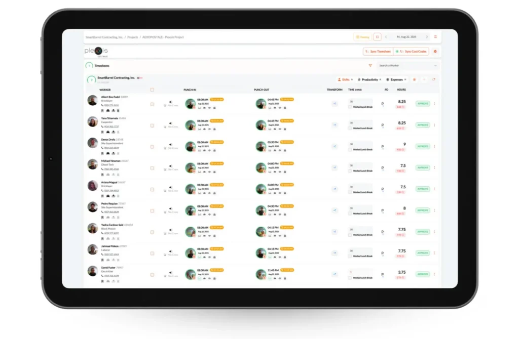 SmartBarrel Interface with Accurate Timecards
