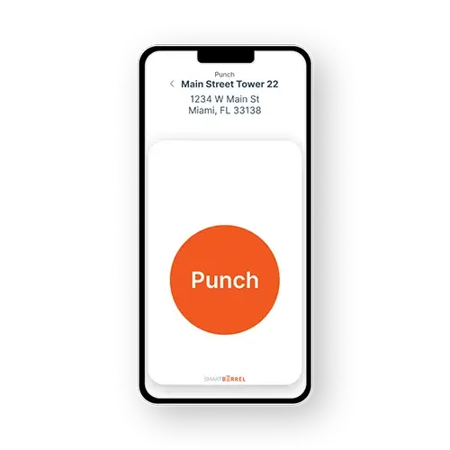 Cell phone displaying the timesheet app punch mode is best used for individuals.