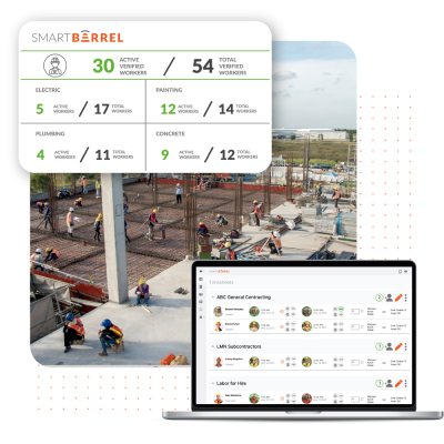 construction manpower tracking software showing what teams are on site and which workers