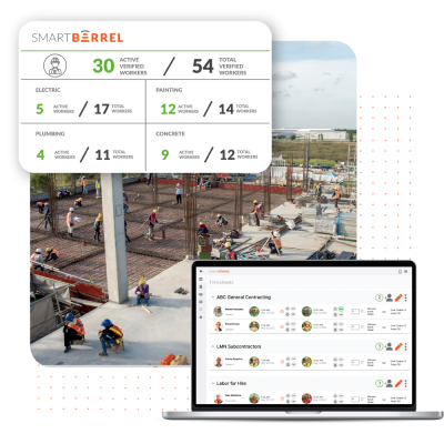 construction manpower tracking software showing what teams are on site and which workers